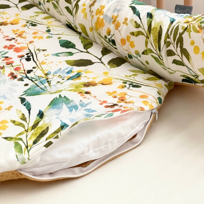 Protectie somn – Baby Nest vafe cu mix de flori- mustar (2)